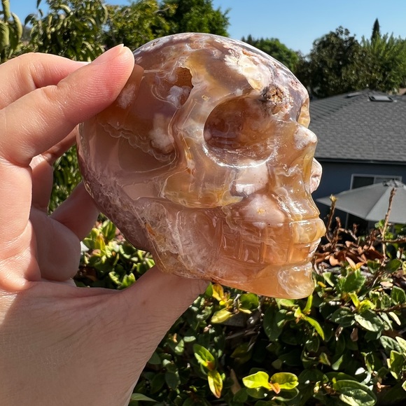 Flower Agate Skull - Sakura Agate - Picture 9 of 11